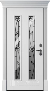 Белая остеклённая входная дверь в дом №22 внутренняя - фото