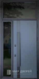 Металлическая дверь с фрамугой наверху №18 внешняя - фото